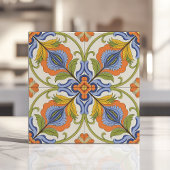 Levendige mediterraanse majolica bloem tegeltje