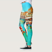 Levendige mediterrane havenlevensstijl leggings (Links)