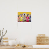 Levendige Meerkat Group in stijlvolle outfits Poster (Keuken)