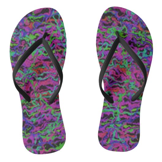 Levendige Meerkleurige Abstracte Textuur Teenslippers (Voetbed)