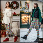 Levendige Meerkleurige Dichte Tartan Plaid Ruit Leggings