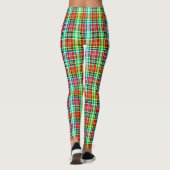 Levendige Meerkleurige Dichte Tartan Plaid Ruit Leggings (Achterkant)