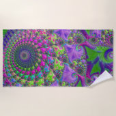 Levendige meerkleurige fractal mandala strandlaken (Voorkant)