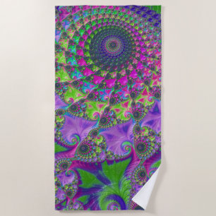 Levendige meerkleurige fractal mandala strandlaken