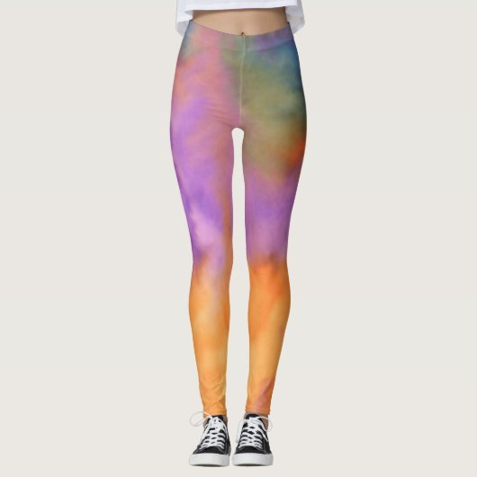 Levendige meerkleurige Stropdas-kleurstof Leggings (Voorkant)