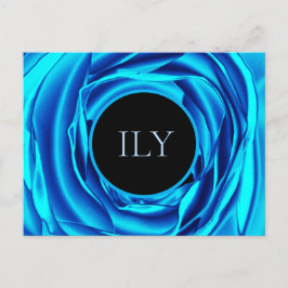 Levendige Metallic Blauwe Roos "ILY" – Ik Hou van  Briefkaart