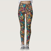 Levendige Metallic Floral Garden leggings -  (Voorkant)
