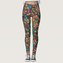 Levendige Metallic Floral Garden leggings -