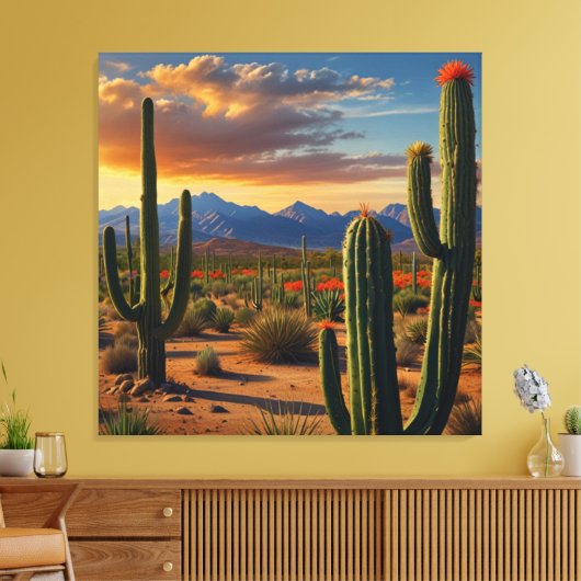 Levendige Mexicaanse Cactus Art Print (Insitu (Woonkamer))