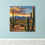 Levendige Mexicaanse Cactus Art Print (Insitu (Houten vloer))
