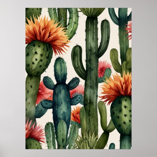 Levendige Mexicaanse Cactus Art Print (Voorkant)