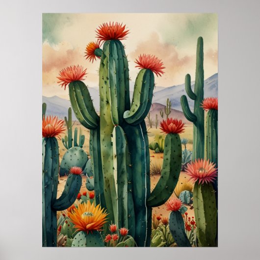 Levendige Mexicaanse Cactus Art Print (Voorkant)
