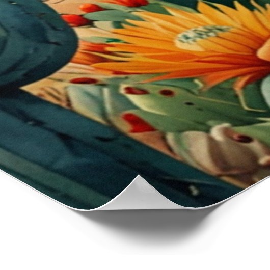 Levendige Mexicaanse Cactus Art Print (Hoek)