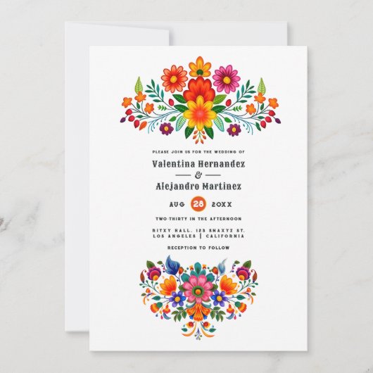 Levendige Mexicaanse Fiesta Floral Wedding Kaart (Voorkant)