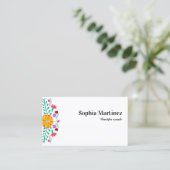 Levendige Mexicaanse Fiesta Floral White Visitekaartje (Staand voorkant)