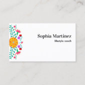 Levendige Mexicaanse Fiesta Floral White Visitekaartje (Voorkant)