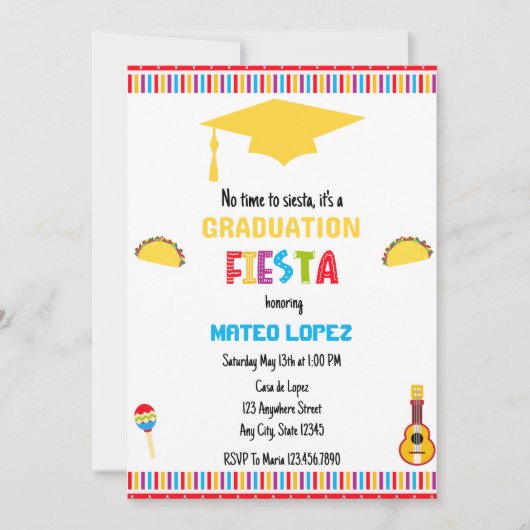 Levendige Mexicaanse Fiesta Graduation Party Kaart (Voorkant)
