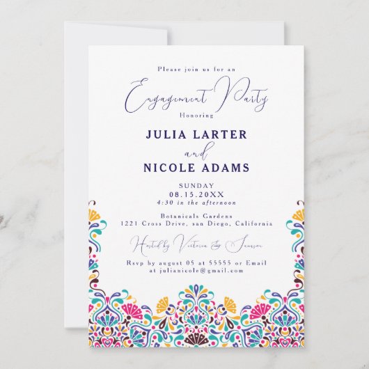 Levendige Mexicaanse Fiesta Rainbow Engagement Par Kaart (Voorkant)