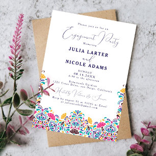 Levendige Mexicaanse Fiesta Rainbow Engagement Par Kaart