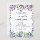 Levendige Mexicaanse Fiesta Rainbow Fotobruiloft Kaart (Voorkant)