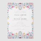 Levendige Mexicaanse Fiesta Rainbow Fotobruiloft Vellum Uitnodigingen (Voorkant)