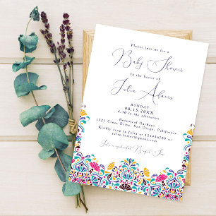 Levendige Mexicaanse Fiesta Regenboog Baby Shower Kaart