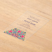 Levendige Mexicaanse Fiesta Style Rainbow Wedding Acryl Uitnodigingen (Laagn)