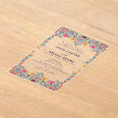 Levendige Mexicaanse Fiesta Style Rainbow Wedding Acryl Uitnodigingen (Laagn)
