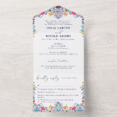 Levendige Mexicaanse Fiesta Style Rainbow Wedding All In One Uitnodiging (Binnen)