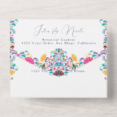 Levendige Mexicaanse Fiesta Style Rainbow Wedding All In One Uitnodiging (Achterkant)
