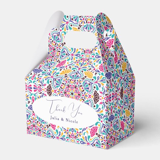 Levendige Mexicaanse Fiesta Style Rainbow Wedding Bedankdoosjes (Achterkant)