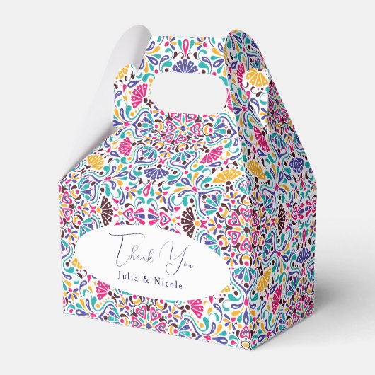 Levendige Mexicaanse Fiesta Style Rainbow Wedding Bedankdoosjes (Voorkant Zijde)