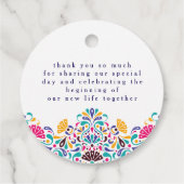 Levendige Mexicaanse Fiesta Style Rainbow Wedding Bedankjes Labels (Achterkant)