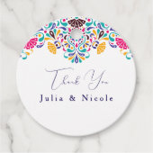 Levendige Mexicaanse Fiesta Style Rainbow Wedding Bedankjes Labels (Voorkant)