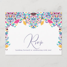 Levendige Mexicaanse Fiesta Style Rainbow Wedding Briefkaart