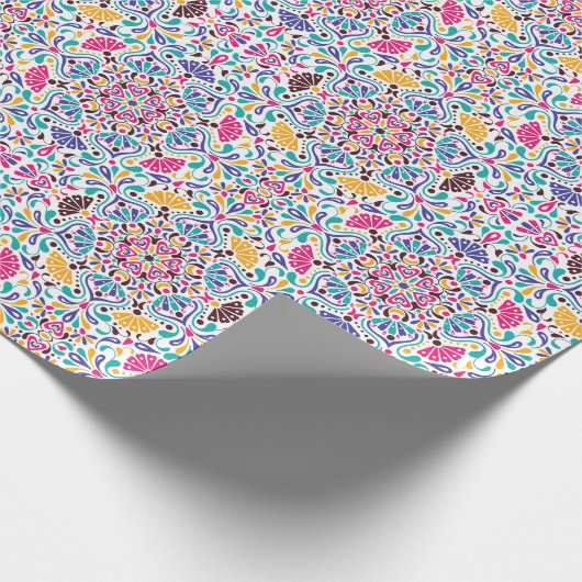 Levendige Mexicaanse Fiesta Style Rainbow Wedding Cadeaupapier (Hoek)