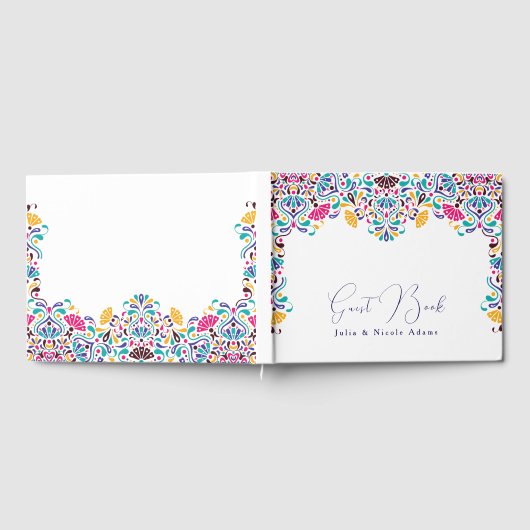 Levendige Mexicaanse Fiesta Style Rainbow Wedding Gastenboek (Volledig)