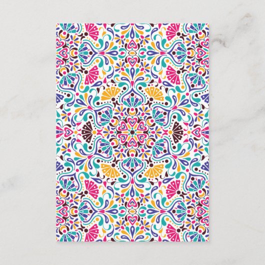 Levendige Mexicaanse Fiesta Style Rainbow Wedding Informatiekaartje (Achterkant)