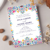 Levendige Mexicaanse Fiesta Style Rainbow Wedding Kaart