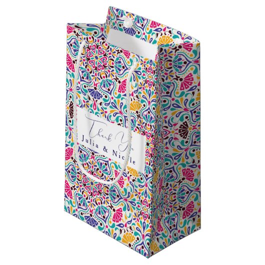 Levendige Mexicaanse Fiesta Style Rainbow Wedding Klein Cadeauzakje (Voorkant Gekanteld)