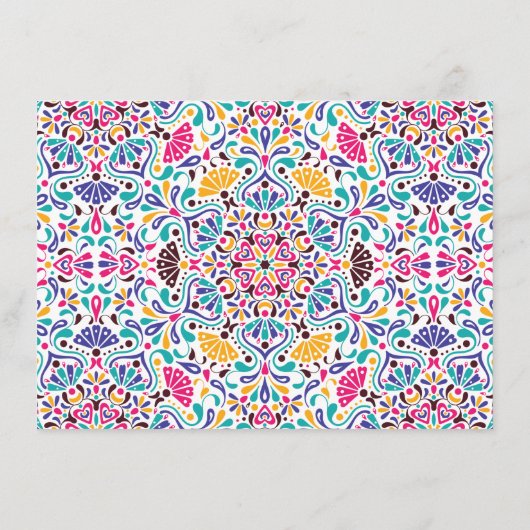 Levendige Mexicaanse Fiesta Style Rainbow Wedding Menu (Achterkant)