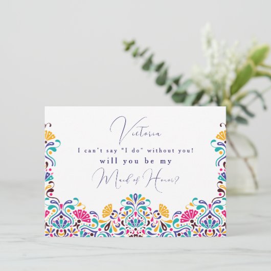 Levendige Mexicaanse Fiesta Style Rainbow Wedding Menu (Staand voorkant)