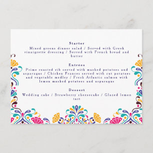 Levendige Mexicaanse Fiesta Style Rainbow Wedding Menu