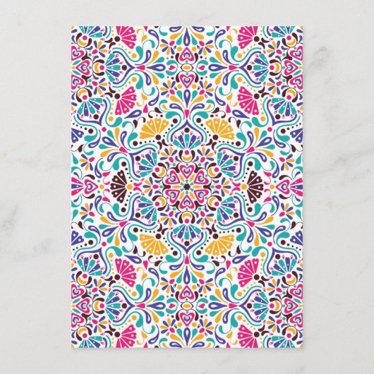 Levendige Mexicaanse Fiesta Style Rainbow Wedding Menu (Achterkant)