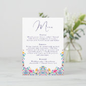 Levendige Mexicaanse Fiesta Style Rainbow Wedding Menu (Staand voorkant)