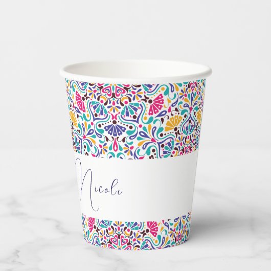 Levendige Mexicaanse Fiesta Style Rainbow Wedding Papieren Bekers (Achterkant)