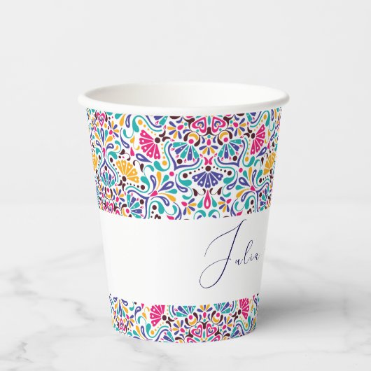 Levendige Mexicaanse Fiesta Style Rainbow Wedding Papieren Bekers (Voorkant)