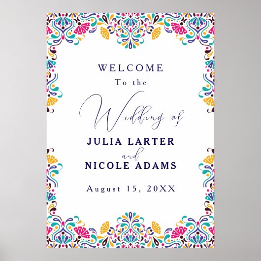 Levendige Mexicaanse Fiesta Style Rainbow Wedding Poster (Voorkant)