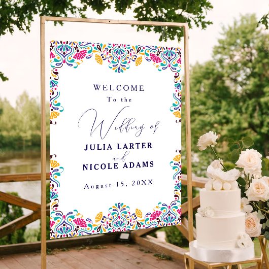 Levendige Mexicaanse Fiesta Style Rainbow Wedding Poster