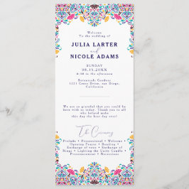 Levendige Mexicaanse Fiesta Style Rainbow Wedding Programmakaart